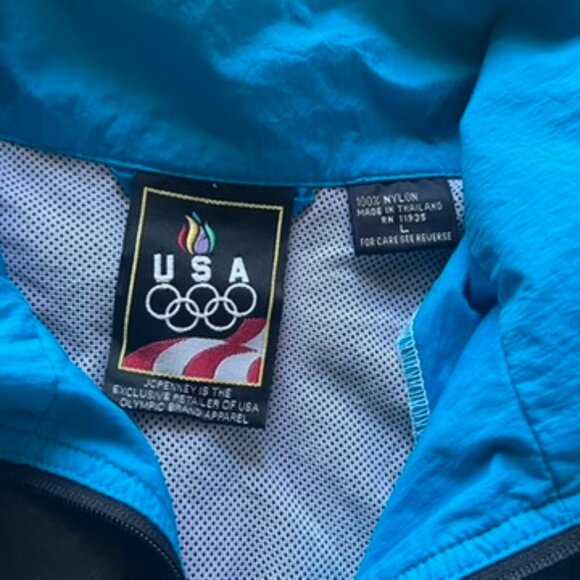VIntage Y2K USA Olympics Windbreaker Jacket Men’s Large Blue Black Full Zip - Picture 3 of 6
